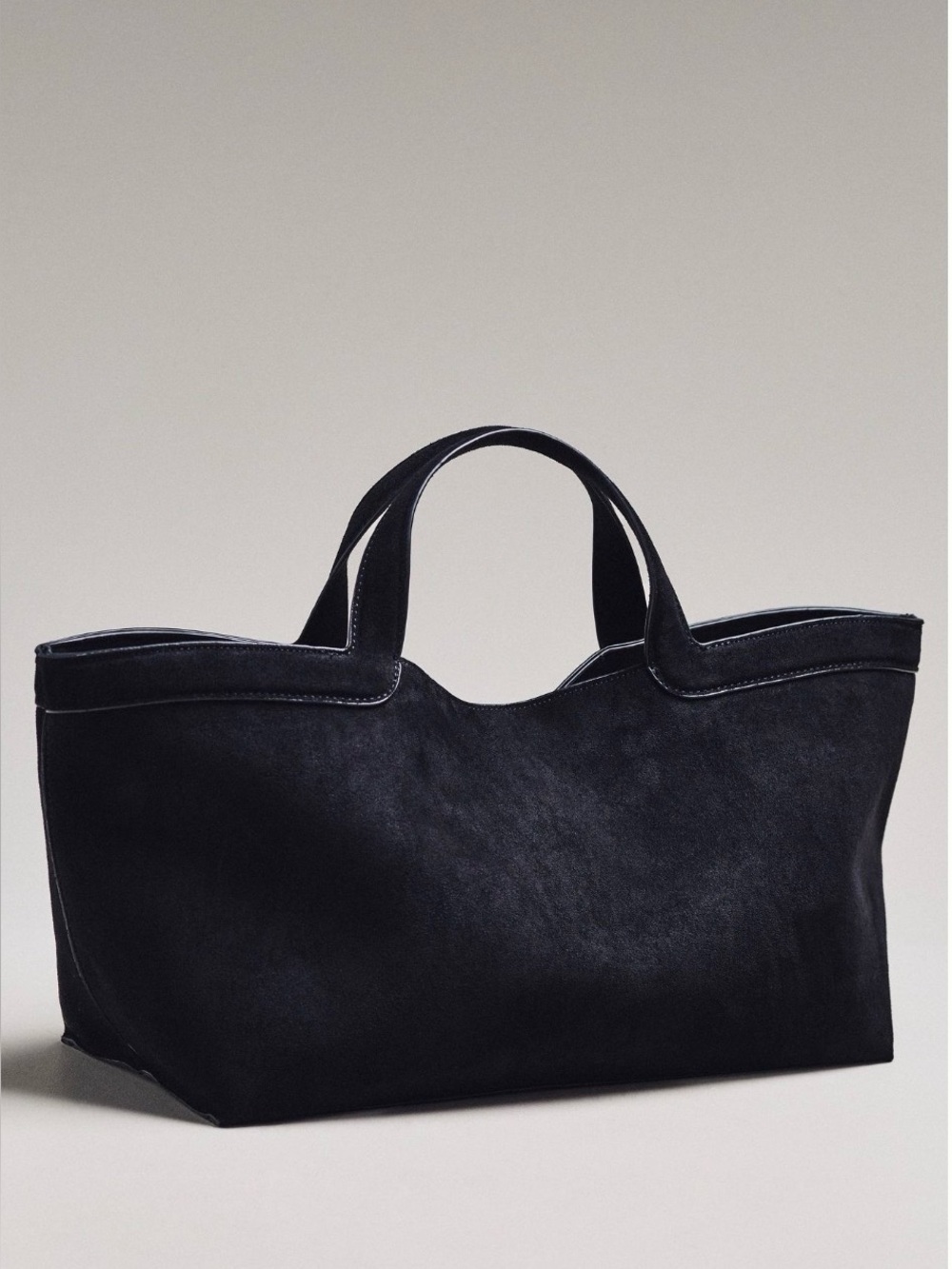 Anthropologie Faux Suede East West Tote in Black NWT